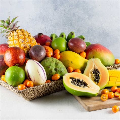 Deluxe Exotic And Tropical Fruit Basket Tropical Fruit Box Etsy Hong Kong