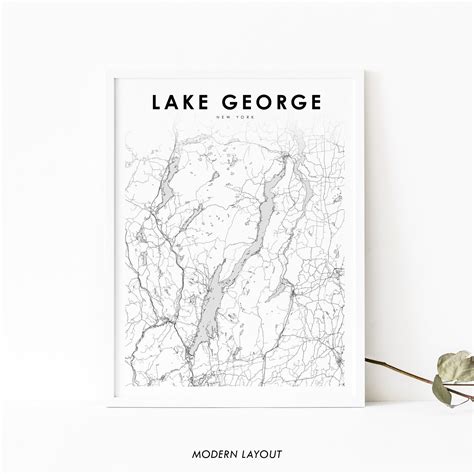 Lake George Ny Map Print New York Usa Map Art Poster Etsy