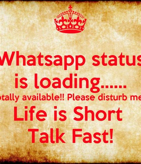 You are connected to us for latest update. Whatsapp status is loading...... Totally available ...