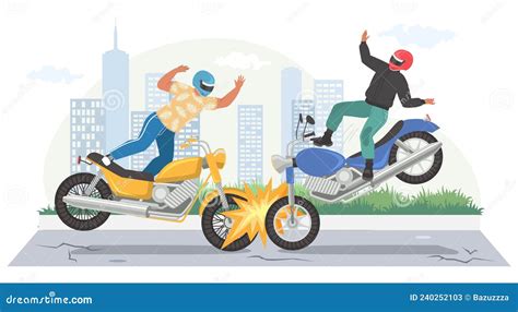 Motorcycle Accident Vector Illustration Road Crash Two Motorbikes