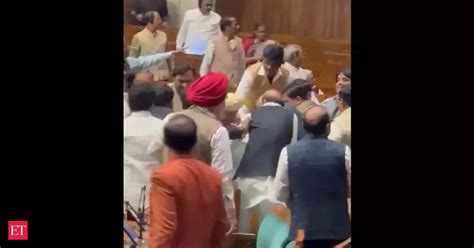 Parliament Security Breach Viral Video Mps Thrash Lok Sabha Intruder