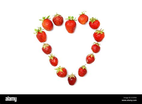 Valentines Day Strawberry Heart Isolated On White Background Stock