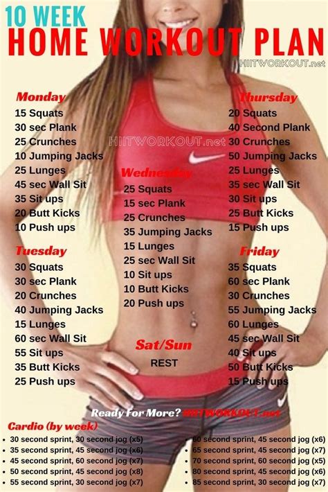 A daily routine also comes with the benefit of starting a good habit, and that will make it easier to continue your exercise routine as time goes on. The Home Workout Plan This hit workout plan to be done ...