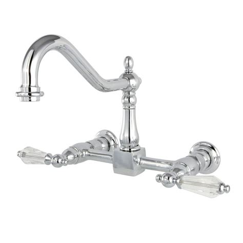 This version of the classic kitchen faucet is also specially designed to be easy to install while also resisting bacteria buildup. Kingston Brass Victorian Crystal 2-Handle Wall-Mount ...