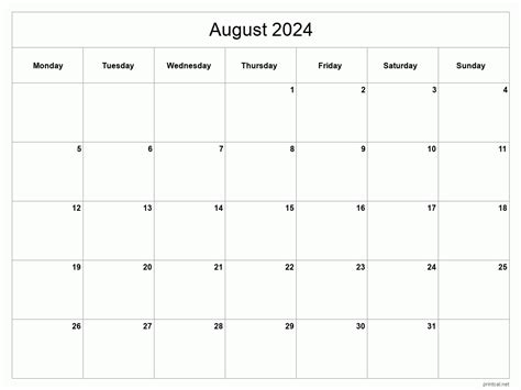 Printable August 2023 Calendar Free 12 Templates