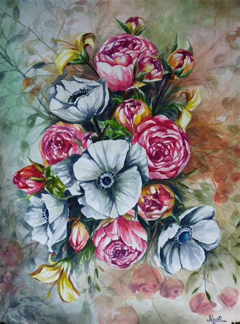 Colorful Flower Bouquet Painting By Prapti Maity Saatchi Art