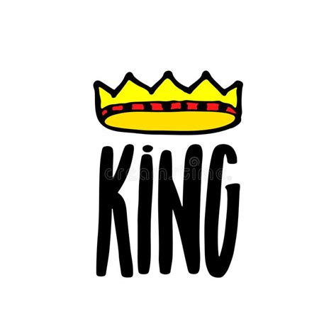 King Lettering Hand Drawing Written Word And Illustration Crown Stock