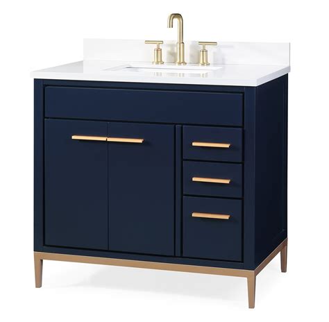Finance from £15.26 a month. 36" Tobak Bathroom Vanity in Navy Blue Finish with Cream ...