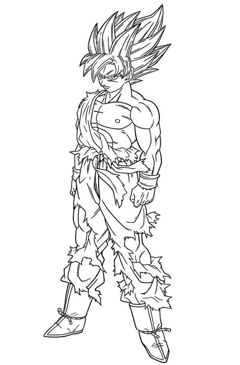 Son Goku Fighting Pose Coloring Page Free Printable Coloring Pages