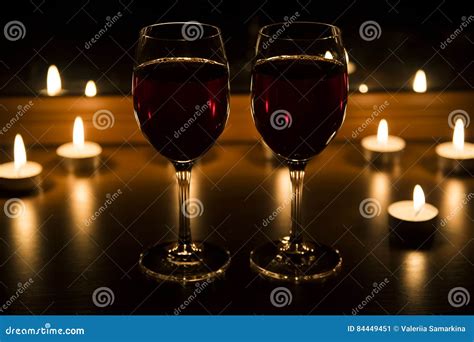 Candles And A Glass Of Wine Home Evening Stock Image Image Of Evening