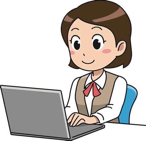 Smiling Girl Using Laptop Clipart Transparent Png Png Mart