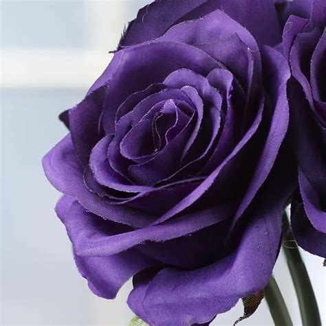Purple Artificial Open Rose Bouquet Bushes Bouquets Floral