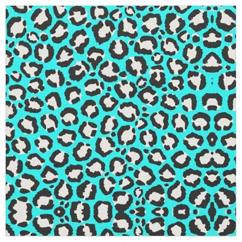 Artsy Modern Cyan Blue Leopard Animal Print Fabric Zazzle