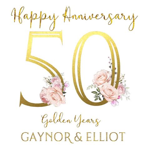 Personalised Golden Wedding Anniversary Card 50 Years W Gold Etsy