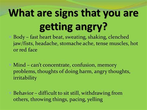 Anger Warning Signs Anger Management For Kids Memory Problems Anger