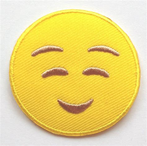 Smile Emoji Patch Embroidered Iron On Badge Applique Motif Diy