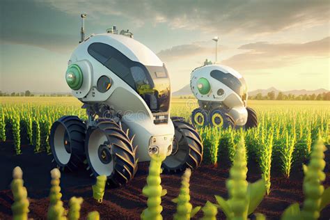 Smart Robotic Farmers Concept Robot Farmers Agriculture Technology