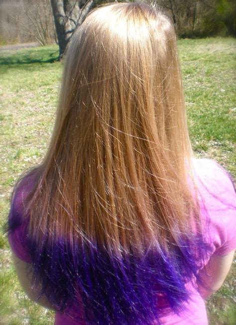 After your hair has dried, apply the purple hair color to your bleached sections of hair with the help of your tinted brush. Purple Tips #blonde #purple tips #hair | Purple tipped ...