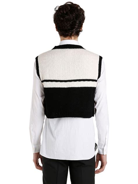 Raf Simons Oversized Cropped Wool Sweater Vest For Men Lyst