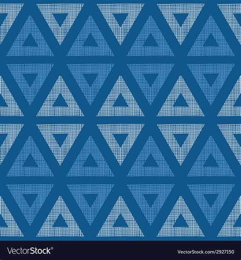 Abstract Textile Blue Triangles Ikat Seamless Vector Image