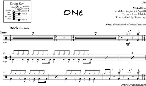 You can download all of the drum sheet music notation and watch a video drum lesson for free from my. One - Metallica - Drum Sheet Music | OnlineDrummer.com | Page 2