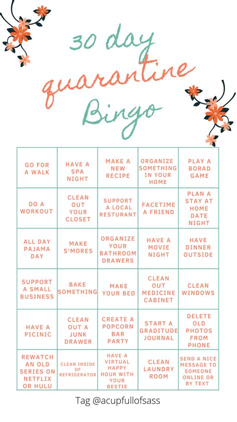 30 Day Quarantine Bingo Challenge Artofit