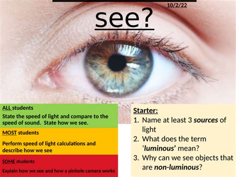 Ks3 Physics Speed Of Light And How We See Eye Structure Teaching