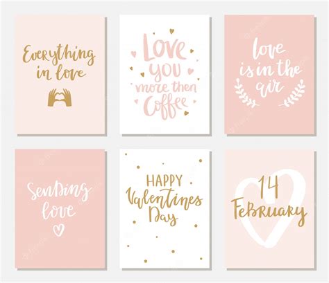 Premium Vector Set Of Simple Valentines Cards With Lettering