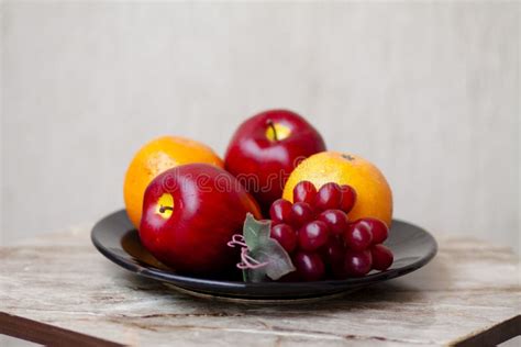 Apples With Grapes And Oranges Stock Image Image Of House Table