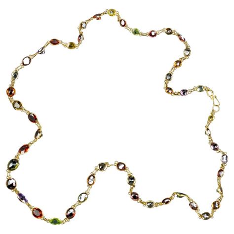 Antique Victorian Harlequin Gemstone Necklace Circa 1900 For Sale At