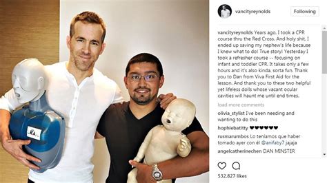 Ryan Reynolds Saved His Nephew Using Cpr Ents And Arts News Sky News