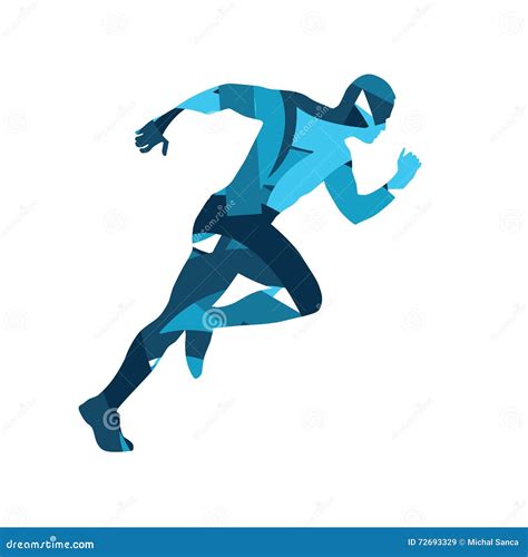 Abstract Blue Vector Runner Running Man Stock Vector Illustration Of