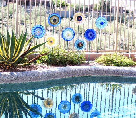 Recycled Glass Garden Whimsy Yard Art Outdoor Decor Upcycled