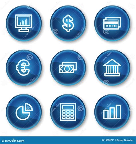 Finance Web Icons Set 1 Blue Circle Buttons Stock Vector