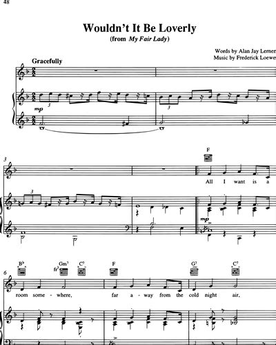 Wouldnt It Be Loverly From My Fair Lady Sheet Music By Frederick
