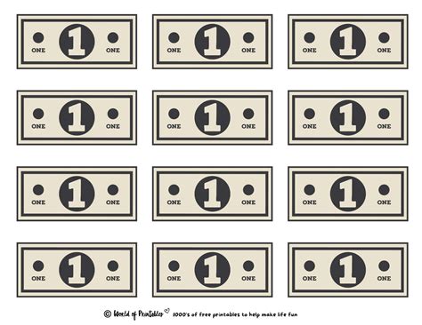 Collection Play Money Printable Free