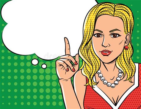Vector Illustration In Pop Art Style Of Womens Pointing Finger Up