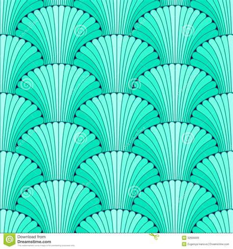 Turquoise Abstract Shell Seamless Pattern Stock Illustration