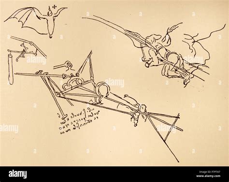 Leonardo Da Vinci Wings Jointed Ornithopter Flying Artist Art Painting