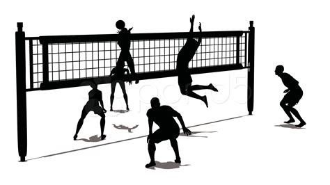 Coed Volleyball Clipart Black