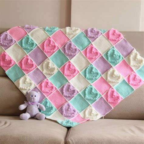 6 Heart Baby Blanket Knitting Pattern The Funky Stitch