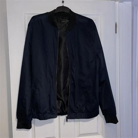 River Island Bomber Jacket Navy Blue Been Worn Depop