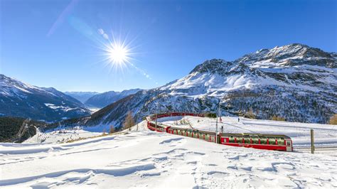 Switzerland Snow Mountains Winter Trains Preview