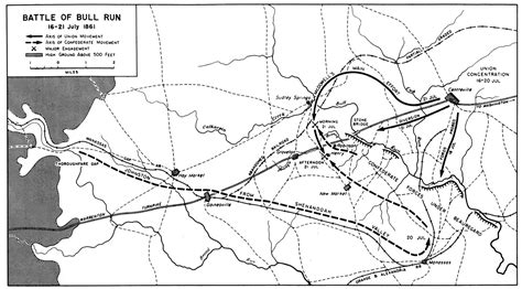 Map Of The Battle Of Bull Run American Civil War 16 21 July 1861