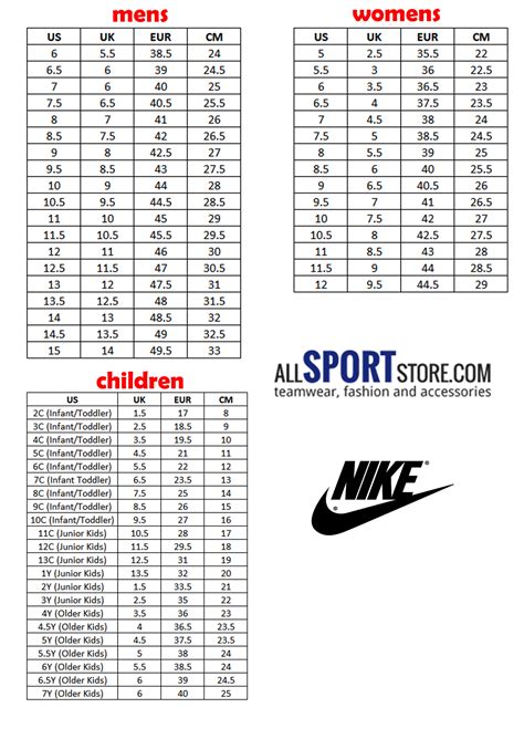 Shoe Size Conversion Chart Nike Escapeauthority Com