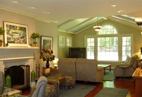 Great Room Addition With Cathedral Ceiling New Windows Fireplace
