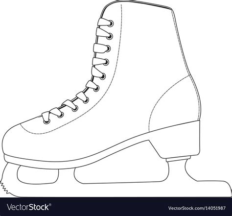 Ice Skate Outline Drawing Side View Royalty Free Vector