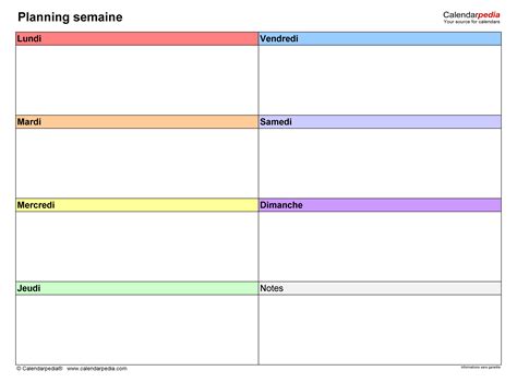 Planning Semaine Calendarpedia Com