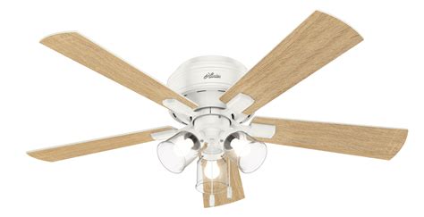 Hunter 52 Crestfield Fresh White Ceiling Fan With Light Kit And Pull