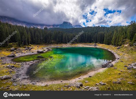 Karersee Lago Di Carezza Is A Lake In The Dolomites In South — Stock